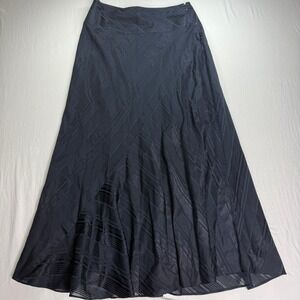 Talbots Silk Cotton Blend Maxi Skirt Women's Size 4 Navy Blue Striped Lined